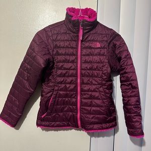 North Face Girls Large Pink Reversible Jacket Coat - Size 7/8